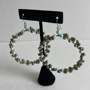 Blue & Gold Hoop Earrings.